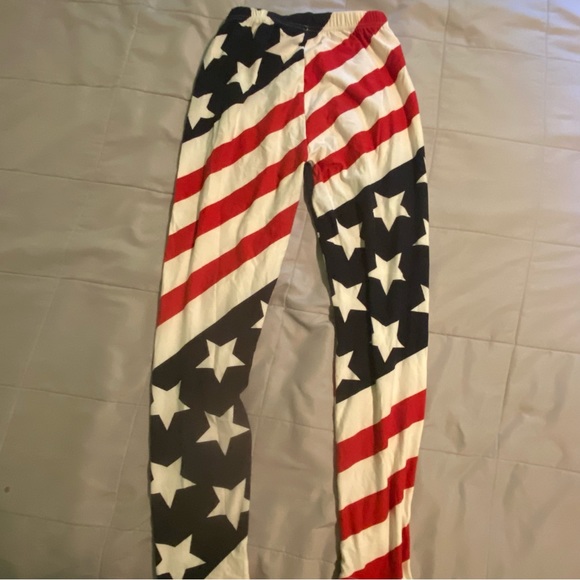 American Flag Print Leggings Size M/L - Picture 2 of 3